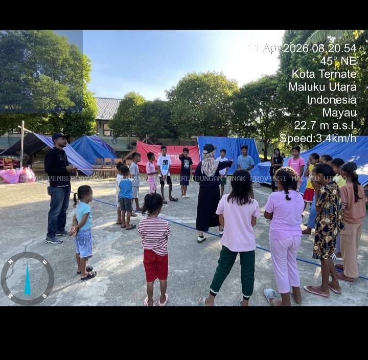 DP3A Maluku Utara Laksanakan Trauma Healing bagi Anak dan Masyarakat Terdampak Gempa di Mayau